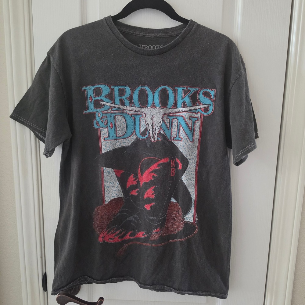 Brooks & Dunn Graphic T-Shirt Charcoal Gray Western Country Band Tee Small